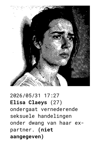 Ticket mockup with generated face and case description